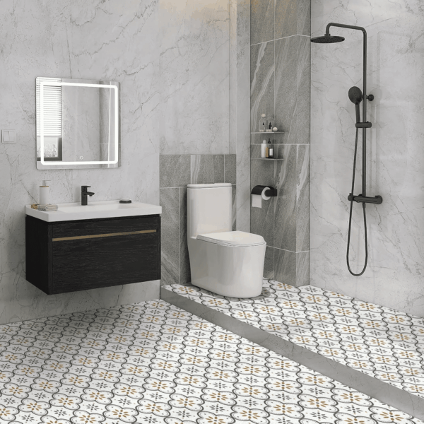 Peel & Stick Floor Tiles Self Adhesive Vinyl Flooring for Kitchen Bathroom Laundry Room Pet House Fireplace 20 Sheets 8"X8" Removable Floor Stickers Home Decor DIY (Green-10) - Image 2