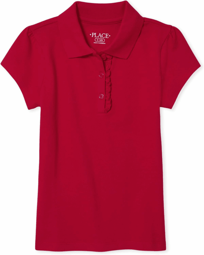 Girls' Short Sleeve Ruffle Pique Polo