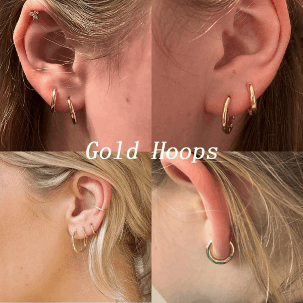 Hypoallergenic 14K Gold Plated Small Hoop Earrings Set for Women & Men - Dainty Stackable Cartilage Earrings for Multiple Piercing, Surgical Stainless Steel Lightweight Huggie Hoops for Sensitive Ears Trendy Jewelry Gift 6/7/8/9/10/12Mm (Gold/Silver/Black) - Image 4