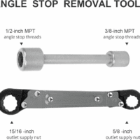 Plumbing Tools Angle Stop Wrench Kit – Adjustable Wrench Professional Plumber Wrench Tools for Installing New Compression Angle Stops and Removing Compression Rings-Silver Tool Kit - Image 3