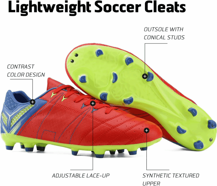 Mens Sport Flexible Athletic Lace up Light Weight Outdoor Cleats Football Soccer Shoes - Image 3