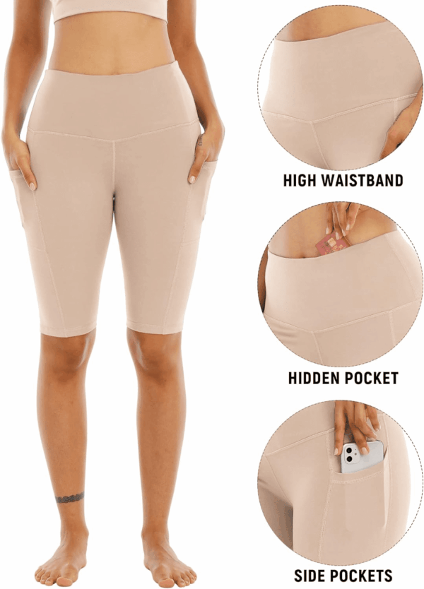 4 Pack Biker Yoga Shorts with Pockets for Women,High Waisted Athletic Running Workout Gym Shorts Tummy Control - Image 3