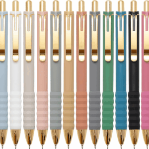 Ballpoint Pens Black Ink Ball Point Pen with Super Soft Grip Medium Point 1.0Mm Office Pens (Gold 12-Count)
