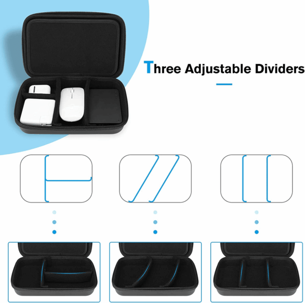 Hard Travel Electronic Organizer Case for Macbook Power Adapter Chargers Cables Power Bank Apple Magic Mouse Apple Pencil USB Flash Disk SD Card Small Portable Accessories Bag -L, Black - Image 4