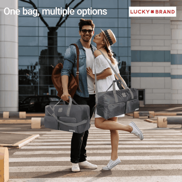 Lucky Travel Duffel Bags 65L, Gym Bag, Travel Bag & Large Duffle Bag for Men, Foldable Overnight Weekender Bags for Women & Men with Adjustable Shoulder Strap, Charcoal - Image 3