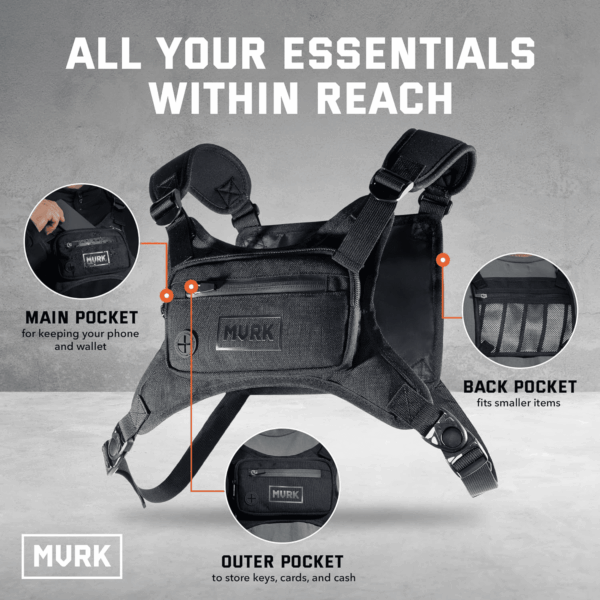 Water Resistant Chest Pack - Running Vest for Workouts, Running Phone Holder Extra Storage, Lightweight Running Pack - Image 2