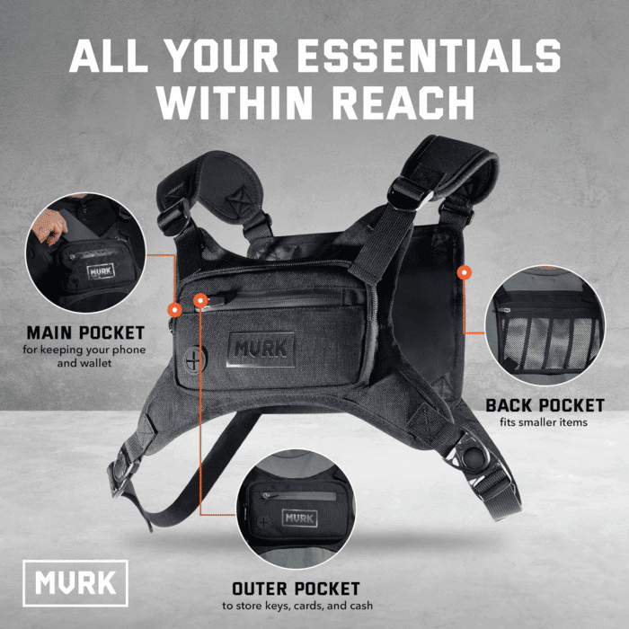 Water Resistant Chest Pack - Running Vest for Workouts, Running Phone Holder Extra Storage, Lightweight Running Pack - Image 2