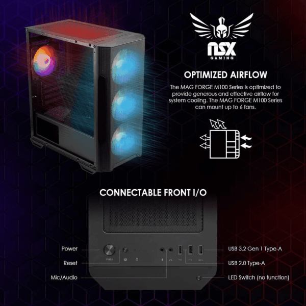 Raptor Desktop (AMD Ryzen 7 5700G 4.6Ghz NVIDIA, 16GB 2 * 8 GB DDR4 3600, 512Gb M2 NVME SSD, RGB Fans, W11, Wifi Ready, Mouse and Keyboard) - Image 6