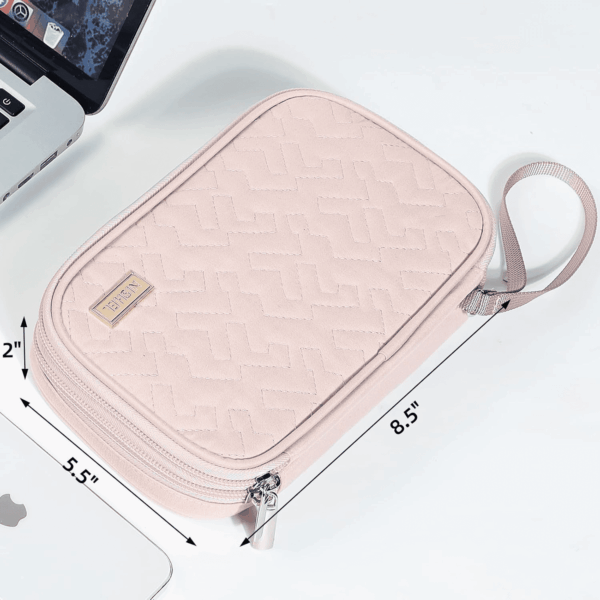 Travel Cord Organizer Case, Double Layers Tech Electronic Bag, Essentials for Charger, Cable, Phone, Flash Drive, Pink - Image 6