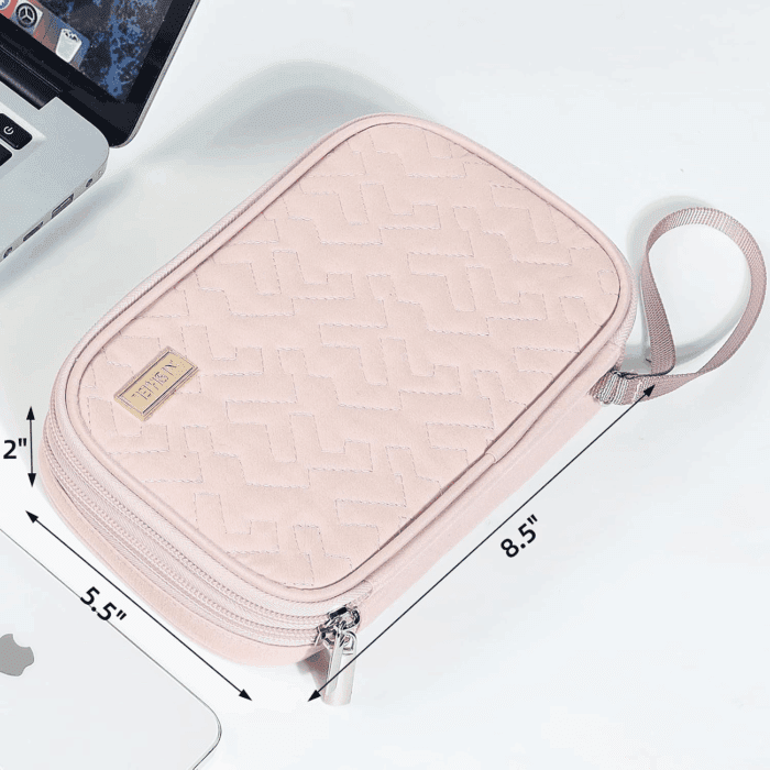 Travel Cord Organizer Case, Double Layers Tech Electronic Bag, Essentials for Charger, Cable, Phone, Flash Drive, Pink - Image 6