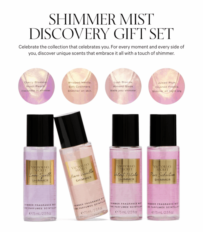 Fragrance Mist Collection 4 Piece Shimmer Mini Gift Set, Assorted Scents - Image 4