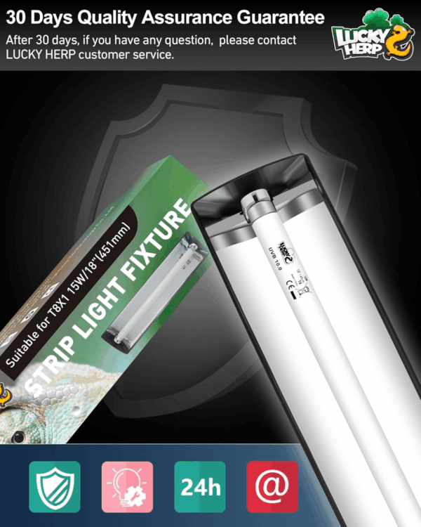 T8 Reptile Light Fixture Combo Kit 15W (New Upgrade), UVB Reptile Light Fixture with Desert UVB 10.0 18" Fluorescent Tube, UVA UVB Reptile Light for Lizard, Bearded Dragon, Tortoise - Image 7