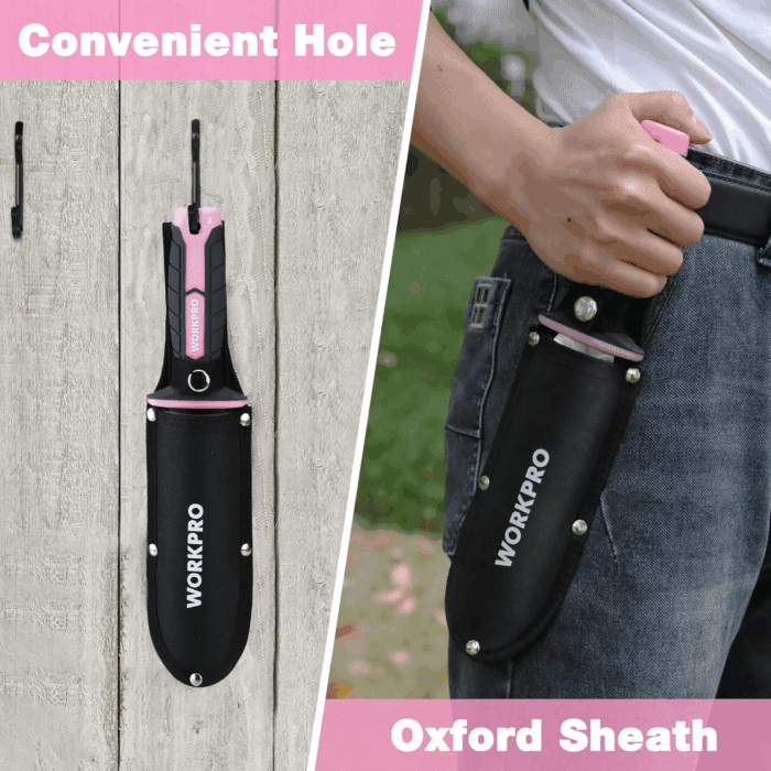 Hori Hori Garden Knife, 7" Stainless Steel Blade with Cutting Edge, Garden Tools with Oxford Sheath, Ergonomic TRP Handle with Hanging Hole for Weeding, Planting, Digging, Pink - Image 5