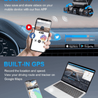 360 Degree View 4 Channel Dash Cam Front and Rear inside Left Right, Dash Camera for Cars, Built-In GPS Wifi Night Vision, 24/7 Recording Parking Mode Monitor, Free 128G Card - Image 7