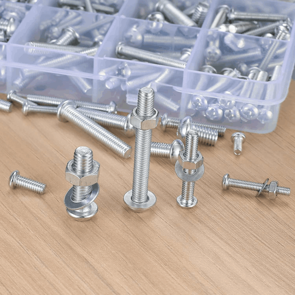 1080 Pcs Screws Bolts and Nuts Assortment Kit, Metric Machine Screws and Nuts and Flat Washers, M3/M4/M5/M6 Slotted Pan Head Hex Bolts Sets (C) - Image 5