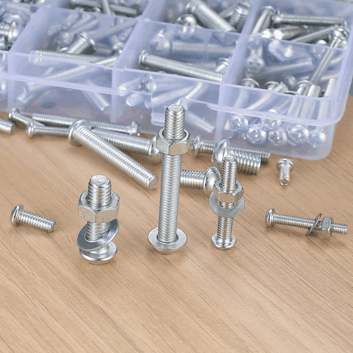 1080 Pcs Screws Bolts and Nuts Assortment Kit, Metric Machine Screws and Nuts and Flat Washers, M3/M4/M5/M6 Slotted Pan Head Hex Bolts Sets (C) - Image 5