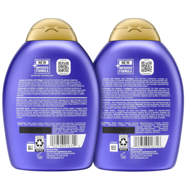 Thick & Full + Biotin & Collagen Volumizing Shampoo & Conditioner Set, Nutrient-Infused, Biotin Gives Hair Volume & Body, Sulfate-Free Surfactants, 13 Fl. Oz, 2 Pack - Image 8