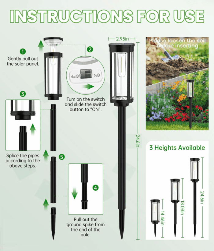Bright Solar Pathway Lights Outdoor, 8 Pack Solar Powered Garden Lights Waterproof IP65, Auto On/Off Outdoor Light for Lawn Patio Walkway Driveway Decor Landscape Lighting - Image 8