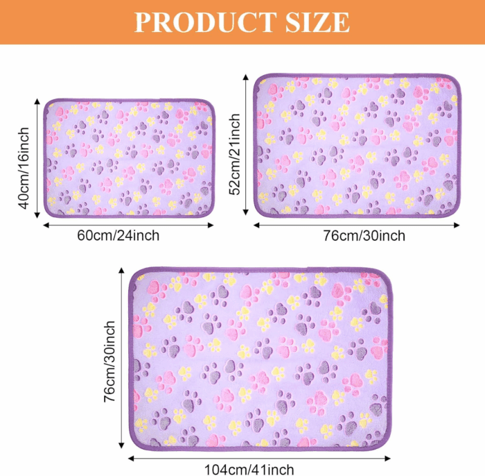 4 Pcs Dog Blanket for Pet Puppy Teething Toys Paw Print Fleece Blanket for Pet Cat Soft Warm Sleep Mat Guinea Pig Cage Mat(Small(24 X 16 Inch),White, Coffee, Pink, Purple) - Image 4