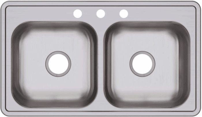D233194 Dayton Equal Double Bowl Drop-In Stainless Steel Sink 33 X 19 X 6.5 - Image 10