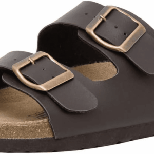 Lane Cork Footbed Sandals for Women – Comfortable Double Buckle Slip-On with Genuine Suede Footbed & Arch Support Slides for Women Footwear