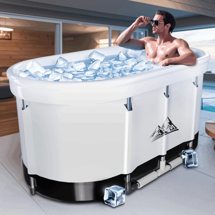 XL 130 Gal Ice Bath Tub for Cold Plunge,2025 Large Oval Ice Bath Tubs for Athletes,Portable Cold Plunge Tub,Cold Water Plunge Tub Foldable, Cold Plunge for Family,Ice Baths for Home,Gyms,Indoor Use