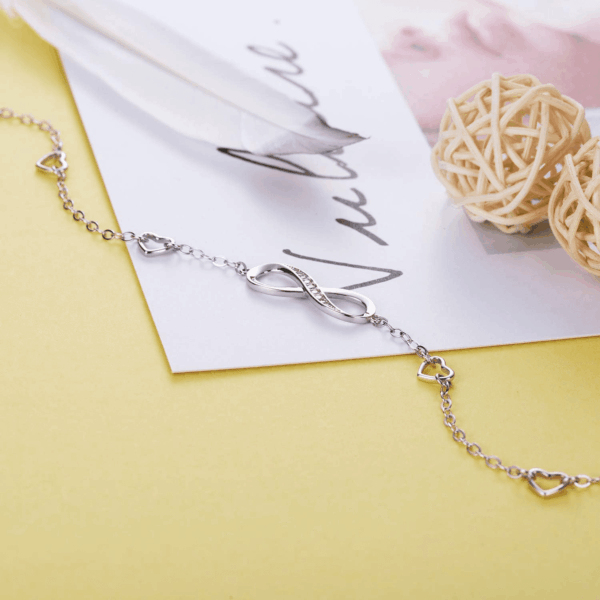 Womens 925 Sterling Silver Infinity Anklet Bracelet Endless Love Symbol Charm Adjustable Large Bracelet Gifts for Women - Image 3