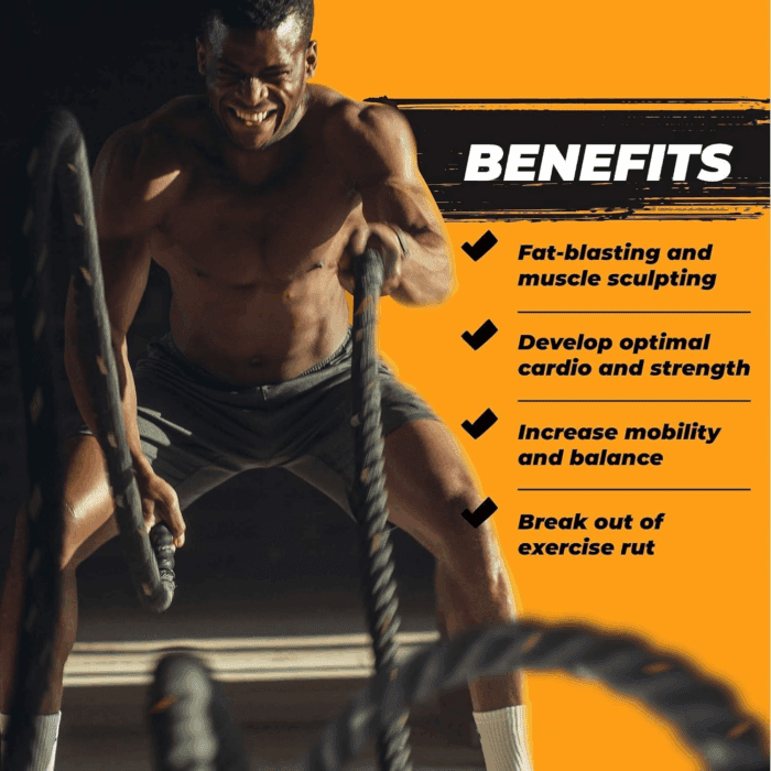 1.5/2 Inch Battle Ropes with Extra Protective Sleeve, Workout Ropes for Cross-Training Home Gym & Fitness Exercises, Strength Training - 30,40,50 Feet Lengths Available - Image 4
