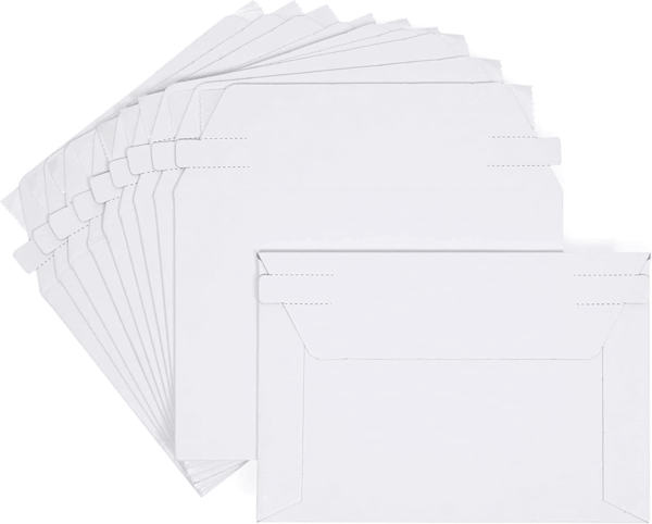 100 Pack 6.5 X 4.5 Rigid Mailers with Self Sealing Flap, Bulk Stay Flat Cardboard Envelopes for Shipping Postcards, Photos (White) - Image 6