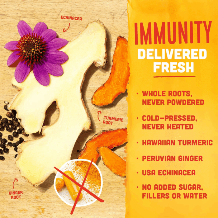 Immunity Boost Original (2 Oz) Immunity Wellness Shot with Cold-Pressed Ginger, Turmeric, Echinacea & Black Pepper - USDA Organic & No Added Sugars or Artificial Ingredients, Yellow - Image 3