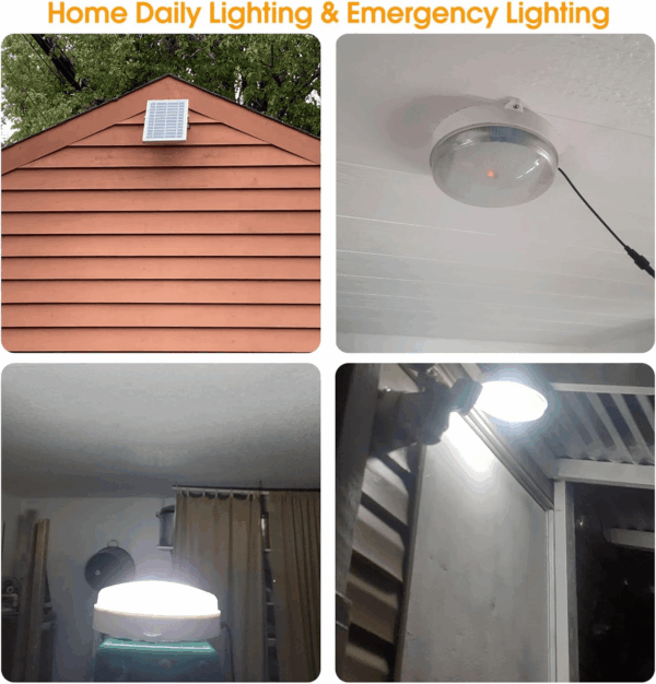 Solar Lights Indoor Home, Daytime Dimmable Ceiling Light with Remote, Cool White/Warm White 1000Lumen Outdoor Solar Shed Light with On/Off Switch for Barn, Porch, Patio, Carpot, Chicken Coop - Image 7