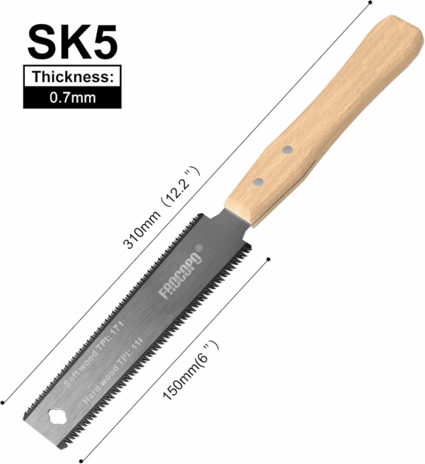 Hand Saw Woodworking Tools, 6-Inch Pull Saw, Flexible Double-Edge Blade 17/11 TPI, Japanese Flush Cut for DIY Craft, Non-Slip Wood Handle, Sharp & Lightweight for Woodworking and Garden Trim - Image 2