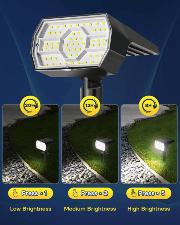 Solar Lights Outdoor Waterproof IP68, 3 Lighting Models Solar Powered Spot Lights Outdoor, 56LED Dusk to Dawn for Yard Patio Garden Pathway Landscape Lighting - Image 2