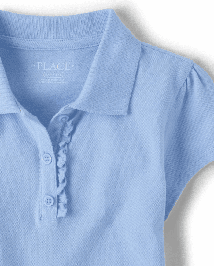 Girls' Short Sleeve Ruffle Pique Polo - Image 2