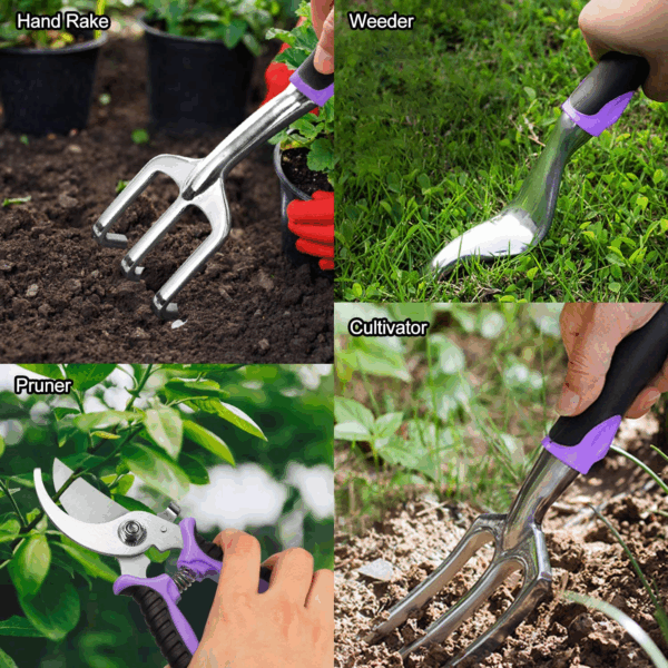 Garden Tools Set 83 Piece, Succulent Tools Set Included, Heavy Duty Aluminum Gardening Tools for Gardening, Non-Slip Ergonomic Handle, Durable Storage Tote Bag, Gifts for Men Women - Image 5