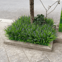 12 Bundles Artificial Plants Outdoor Fake Monkey Grass with Flowers for Pot UV Resistant Plant Decor for Window Garden Patio Hanging Planter Pathway Front Porch (Grass with Flowers) - Image 6
