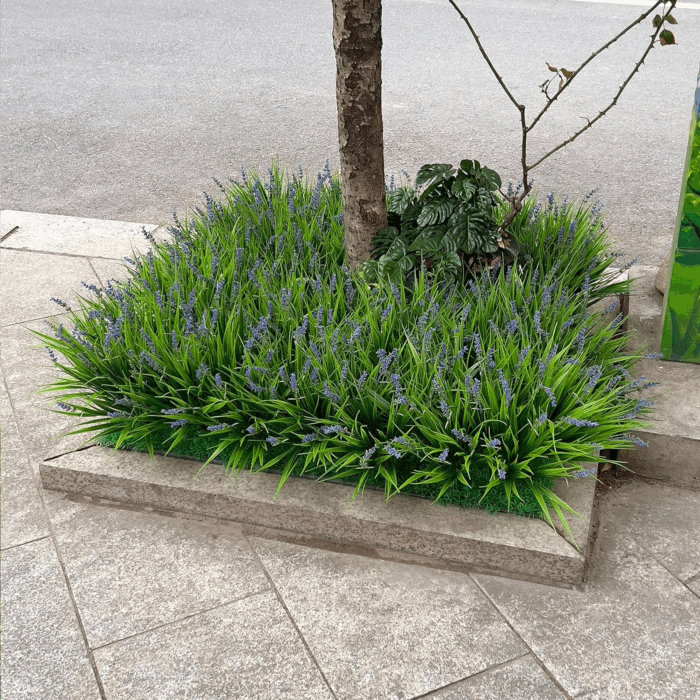 12 Bundles Artificial Plants Outdoor Fake Monkey Grass with Flowers for Pot UV Resistant Plant Decor for Window Garden Patio Hanging Planter Pathway Front Porch (Grass with Flowers) - Image 6