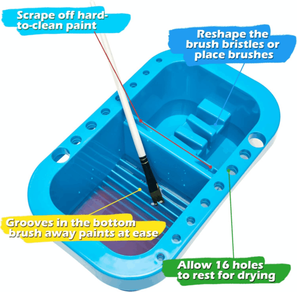 Paint Brush Cleaner, Paint Brush Holder and Organizers with Palette for Acrylic, Watercolor, and Water-Based Paints (Royal Blue) - Image 2