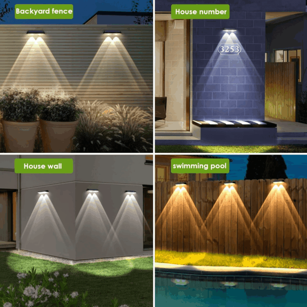 Solar Fence Lights Outdoor - 2700/4000/6000K 3 Mode, IP65 Waterproof Fence Solar Lights Outdoor, Fence Light Solar Powered for Outside, Backyard/Railing/Step/Patio/Stair Railings and Wall (8 Pack) - Image 6