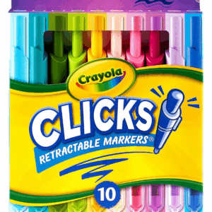 Clicks Retractable Markers (10Ct), No Dry Washable Markers for Kids, Bold Colors, Click Markers for School, Easter Basket Stuffers & Gifts for Kids