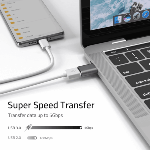 USB C to USB Adapter Pack of 2 USB C Male to USB 3.0 Female Adapter Compatible with Macbook Pro Air 2024, Microsoft Surface, Ipad,Samsung Notebook, Dell XPS and More Type C Devices,Space Grey - Image 5