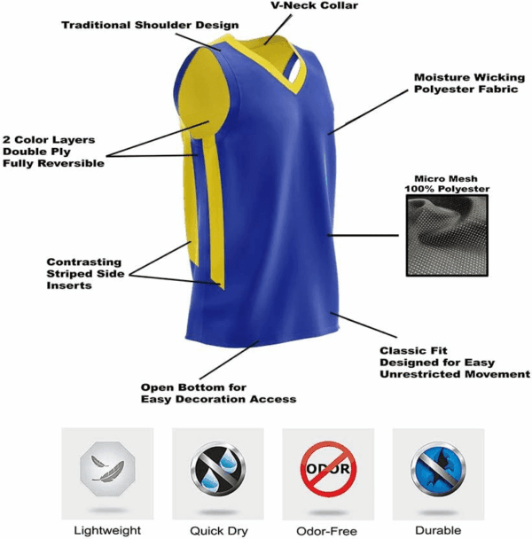 10-Pack Men'S Reversible Custom Basketball Jerseys, Plain Mesh Athletic Sleeveless Shirts Blank Team Uniforms Set - Image 5