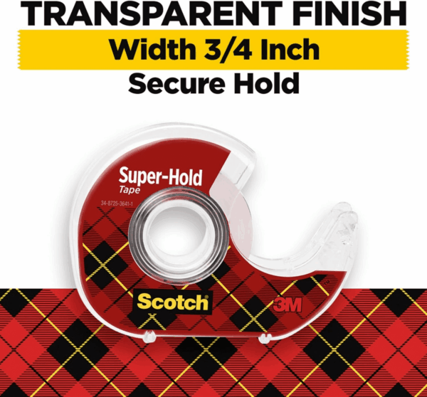 Super-Hold Tape, 4 Rolls, Transparent Finish, 50% More Adhesive, Trusted Favorite, 3./4 X 650 Inches, Dispensered (4198) - Image 2
