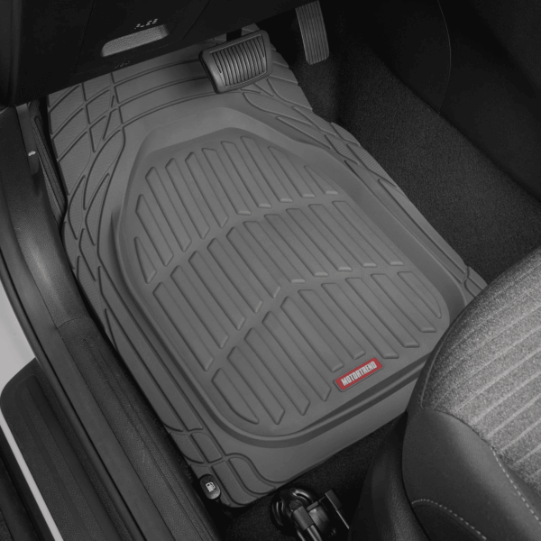 2 Piece Front Car Floor Mats- Gray Flextough Contour Liners-Deep Dish Heavy Duty Rubber Floor Mats for Car SUV Truck & Van-All Weather Protection, Universal Trim to Fit - Image 2