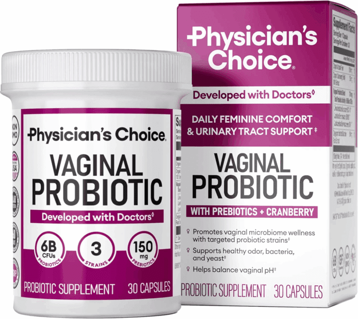 Vaginal Probiotics for Women - Ph Balance, Odor Control, Yeast Balance, Vaginal Flora & Feminine Health - 6B CFU with Organic Prebiotics and Cranberry Extract - 30 CT