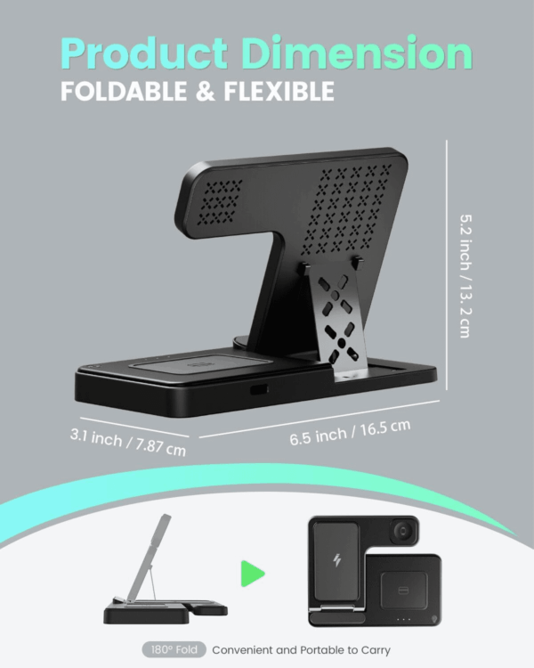Wireless Charger Iphone Charging Station: 3 in 1 Charger Stand Multiple Devices for Apple - Iphone 16E 16 15 14 Pro Max 13 12 11 - Watch 10 9 8 7 6 5 4 3 2 SE and Ultra Series - Airpods 4 3 2 Pro - Image 4