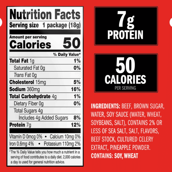 Beef Jerky, Teriyaki, Multipack Bags Flavorful Meat Snacks for Lunches, Ready to Eat Protein Snacks, Individual Packs - 7G of Protein, Made with 100% Beef 0.625 Oz (Pack of 5) - Image 2