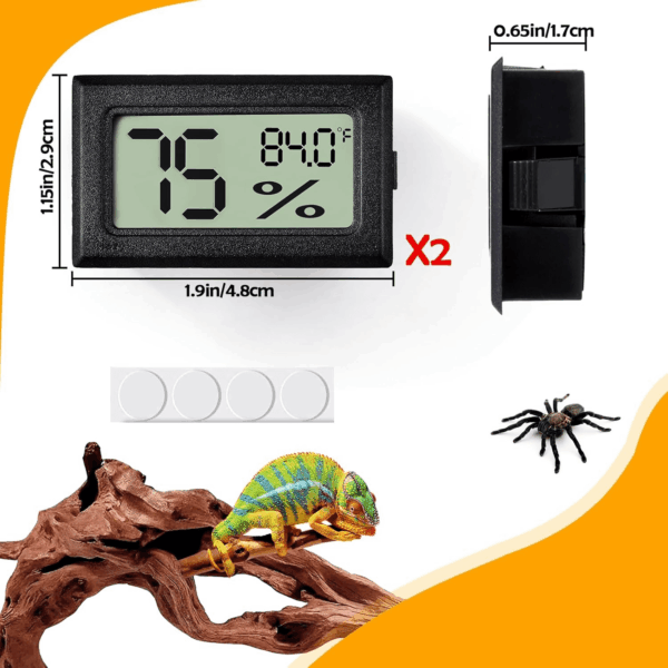 2 PCS Rectangle Reptile Thermometer and Humidity Gauge for Bearded Dragon Accessories, Reptile Tank Accessories for Jumping Spider, Leopard Gecko, Hermit Crab, Gecko, Ball Python, Lizard - Image 7
