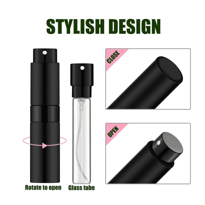 8ML Mini Atomizer Perfume Travel (Matte Black) Refillable Bottle Portable Spray Bottle for Cologne and Perfume (3Pcs) - Image 3