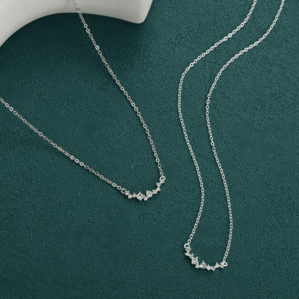 CZ Diamond Necklace for Women Dainty Square Cubic Zirconia Splints Solitaire Pendant Necklace for Women 14Kgold/Silver Plated Different Width Square CZ Pendant Necklaces Simulated Diamond Bridesmaid Jewelry for Women - Image 5